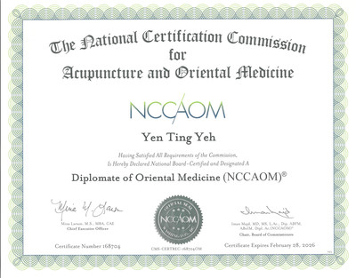 Diplomate of Oriental Medicine (NCCAOM) , USA