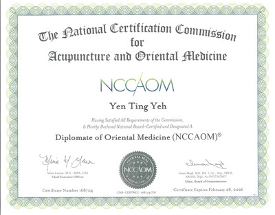 Diplomate of Oriental Medicine (NCCAOM) , USA